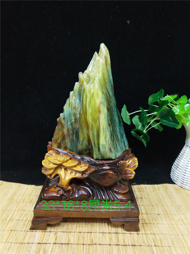 缅甸精品绿树化玉摆件冰种木化玉收藏原石树化石奇石玉石头 图片色