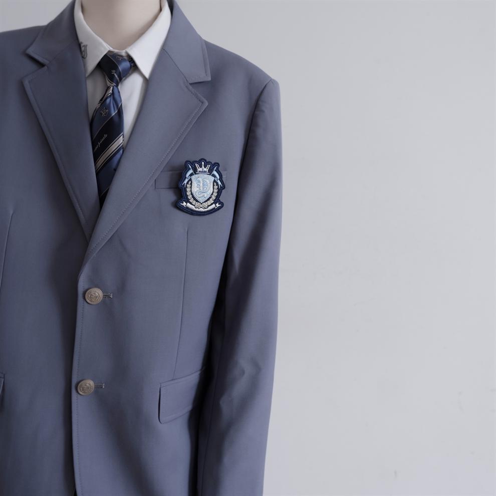 高三毕业衣服正统jkdk制服西装徽章外套日系男女休闲两粒扣男款黑色