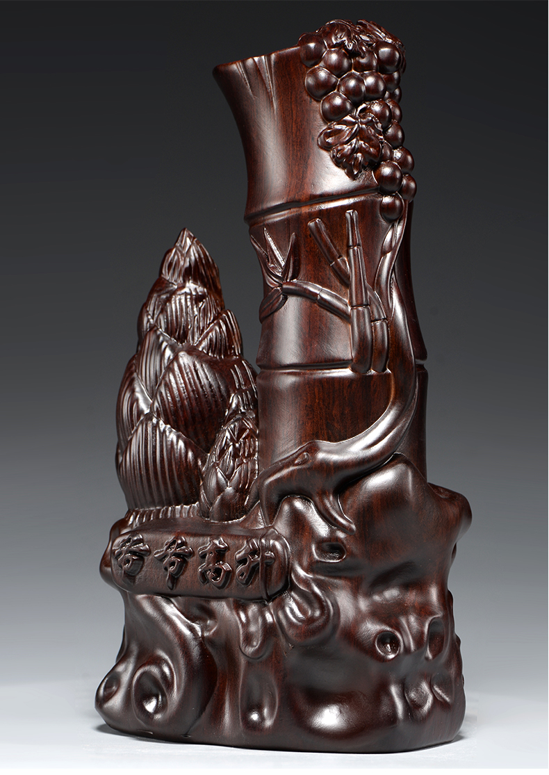 木雕刻节节高升竹子摆件家居客厅寓意装饰工艺品开业乔迁送礼 精雕