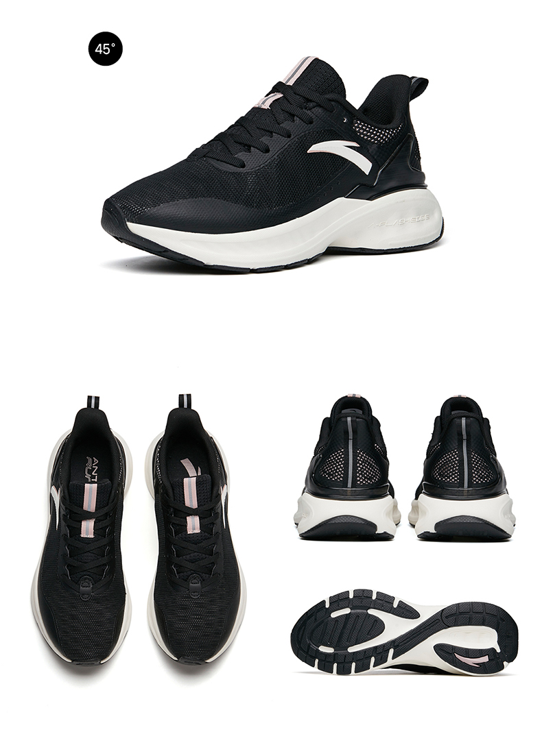 安踏创系列丨缓震跑鞋女舒弹科技春季运动鞋子122215518象牙白冰粉蓝