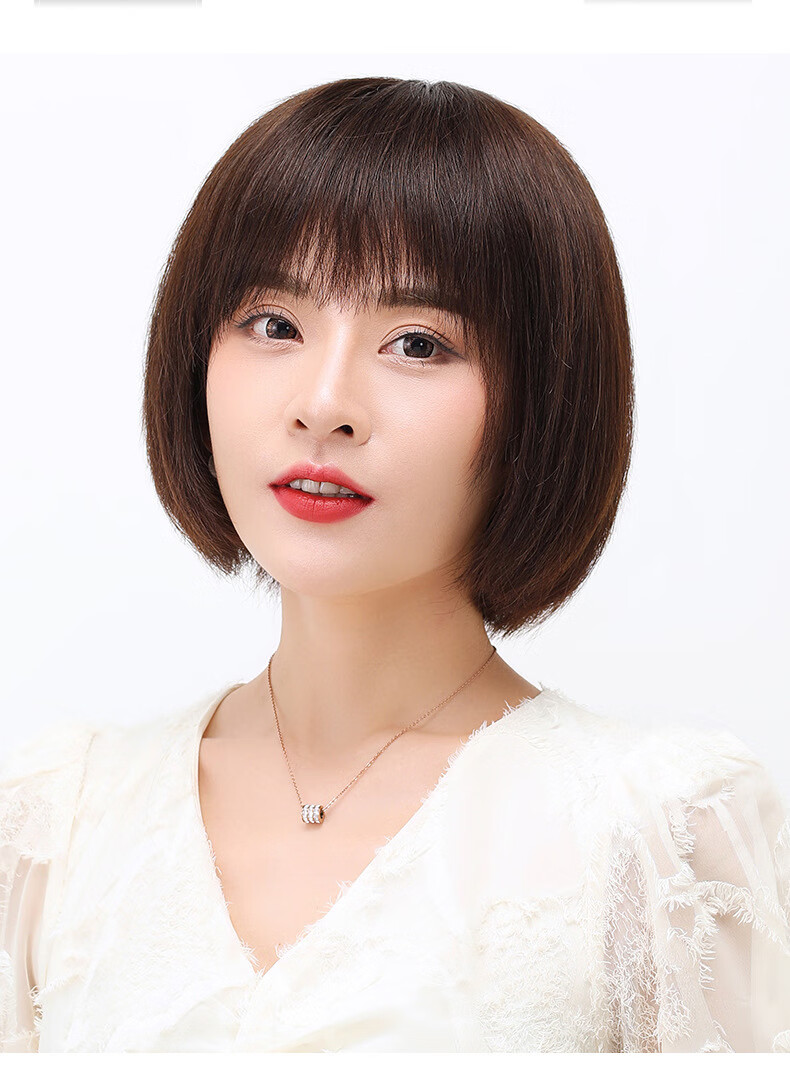 定制真头发做的假发真发波波头女短发真人发丝蓬松修脸化疗女士真发短