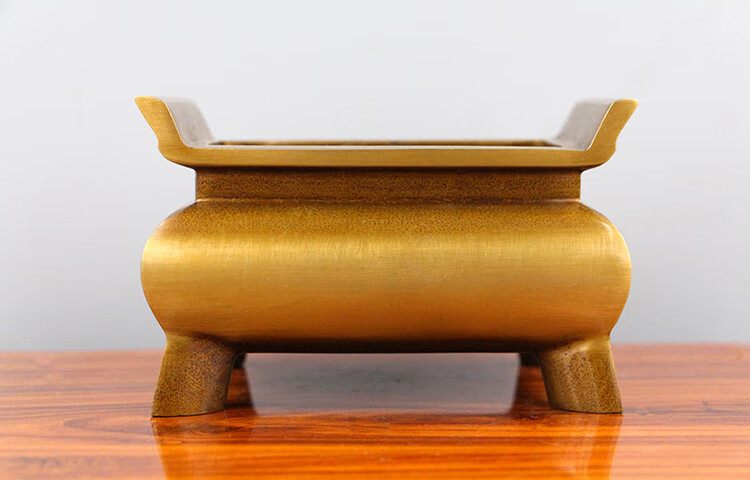 全铜香炉仿古家用供奉铜长方形铜香炉室内家用供奉炉仿古四足鼎宣德炉