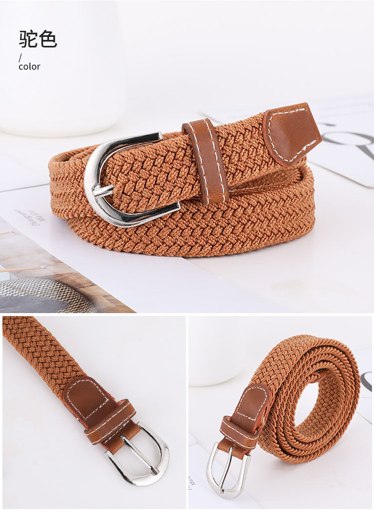 腰带女布料女士针扣帆布弹力松紧腰带皮带时尚韩版女士休闲裤带百搭布