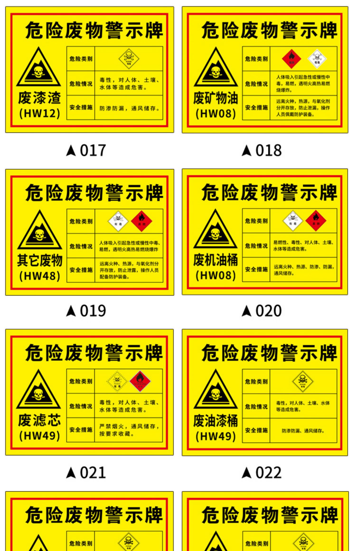 棉柔洁危废库标识牌汽修厂危废标识废机油标识牌固废全套危废标识贴