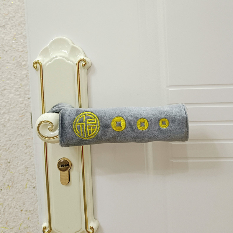 门把手套丝绒门把手套防盗门入户门把手保护套logo印字房门拉手套防冻