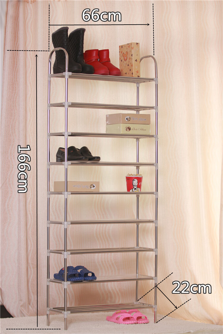 床畔不锈钢鞋架子定制多层拼装鞋架十层鞋架加高超窄功能鞋架 50cm长