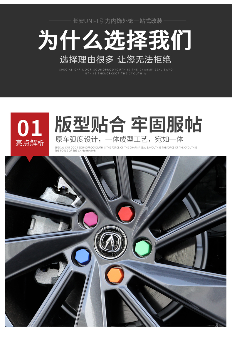 螺絲蓋保護帽改裝汽車裝飾配件長安unit引力專用輪轂螺絲保護帽彩色款