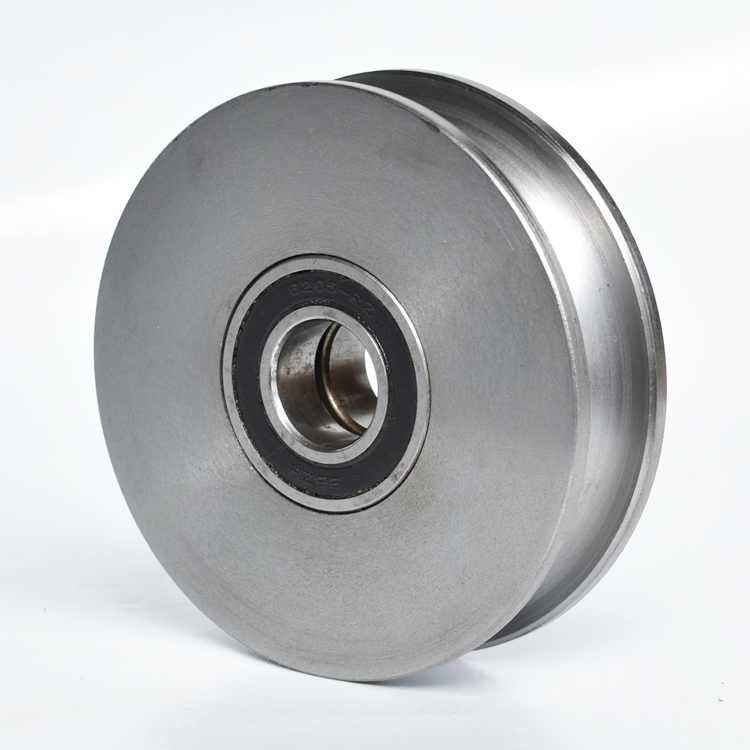 u型钢丝绳滑轮吊车滑轮起重滑轮轨道轮u槽轮轴承滑轮圆管轮直径140mm