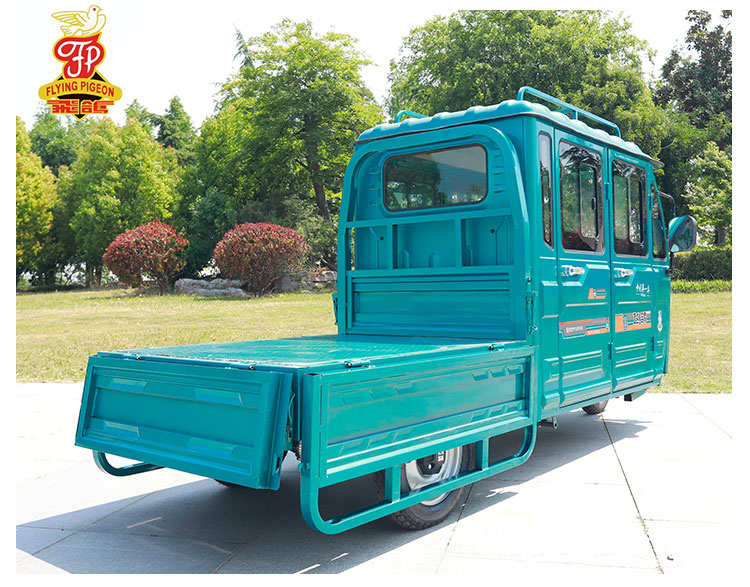 飞鸽半封闭双排座电动三轮车拉货车载重王农用家用油电两用电瓶车裸车