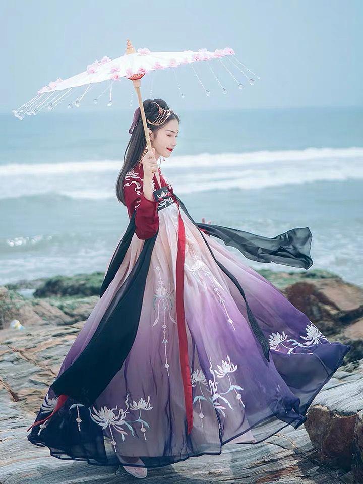 支持国产汉服女中学生齐胸襦裙日常古装衣服仙女裙复古风清新淡雅