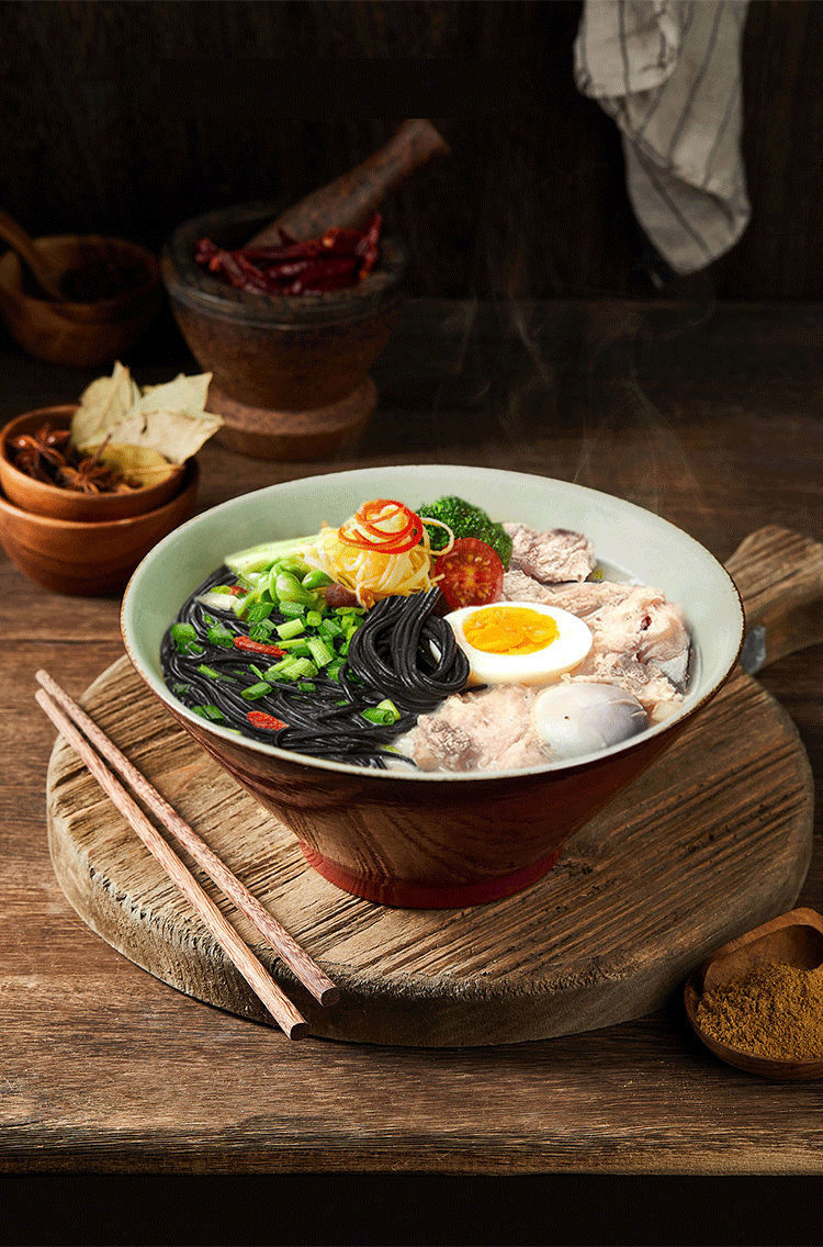 日式高汤墨鱼汁豚骨海鲜味半干拉面方便面速食煮面海鲜味1盒豚骨味1盒