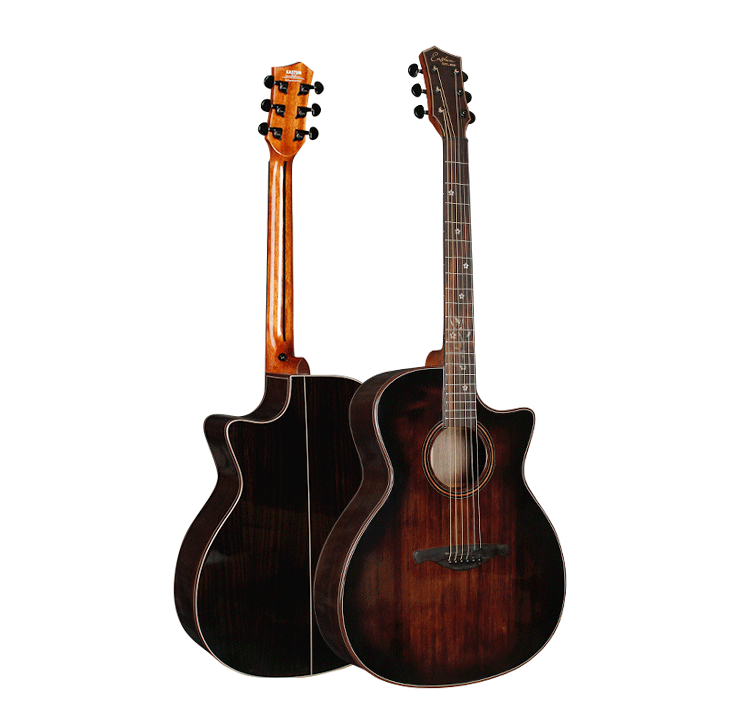 伊斯顿红松单板桃花芯玫瑰木复古檫色亮光音板镶花吉他品质定制款 tg