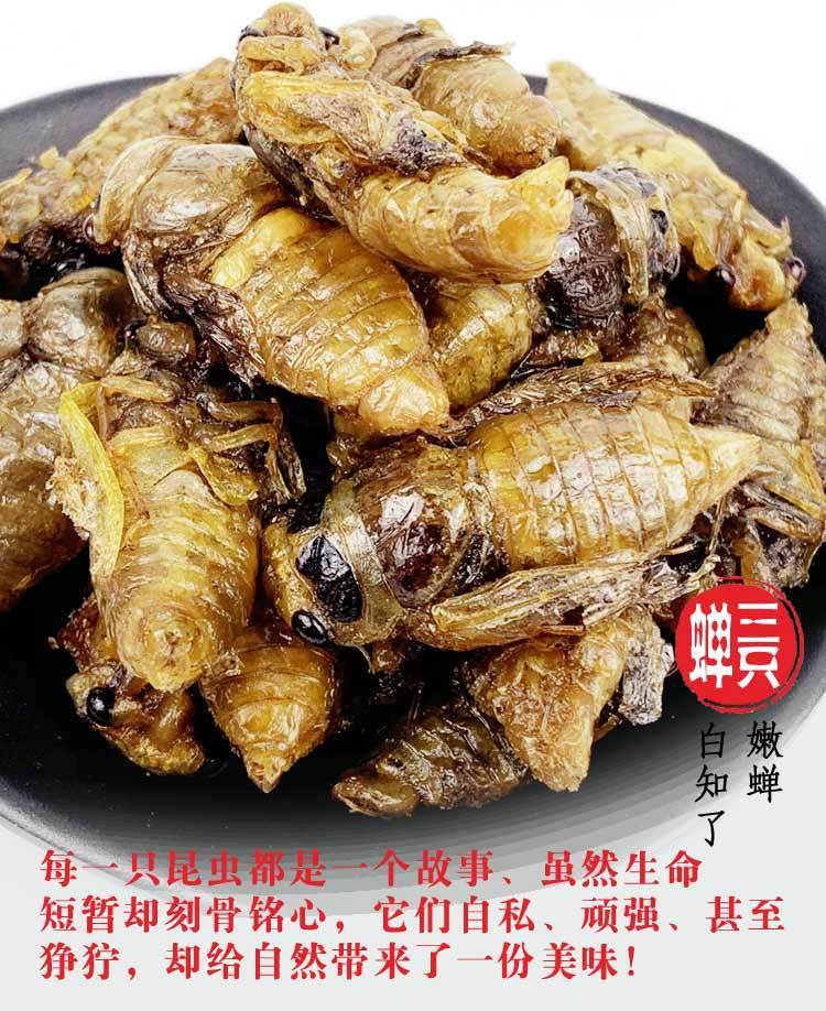 唐僧肉油炸白知了猴美味白蝉褪壳嫩爬叉香酥昆虫营养虫子 椒盐味36只