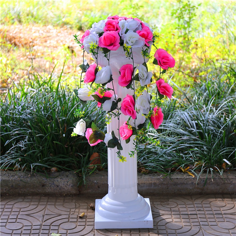 新款欧式婚庆罗马柱路引花柱中式婚礼t台布置引路花球拱门花门架 香槟