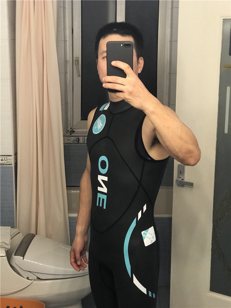 one入门级男女长袖短袖防寒服胶衣防寒泳衣连体铁人三项男士无袖黑色