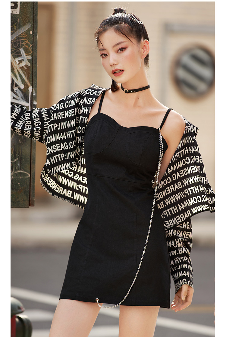 洛丽帕lolypop韩版女装吊带连衣裙春夏季装新款黑色气质时尚裙子黑色