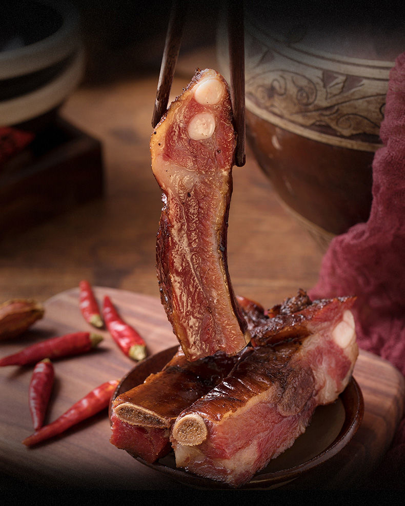 免切正宗柴火烟熏腊排骨湖南烟熏排骨腊肉13斤装500g一斤装免切烟熏腊