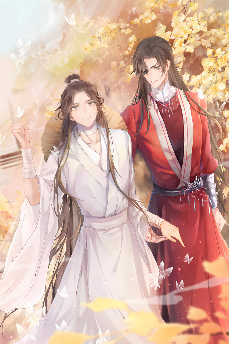 官方自营 天官赐福卷轴天官赐福海报定制壁纸挂画墙纸谢怜花城三郎花