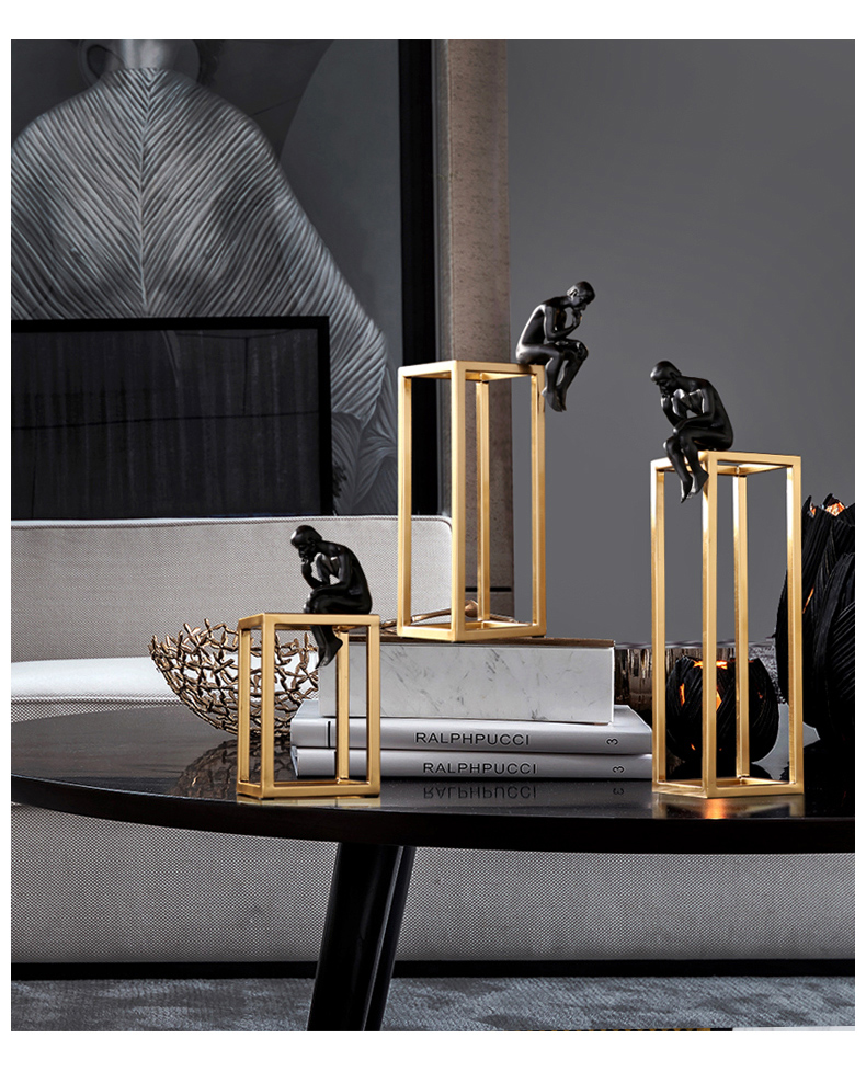 明画 家里的装饰品客厅摆件工艺品现代简约家居摆件思考者北欧客厅