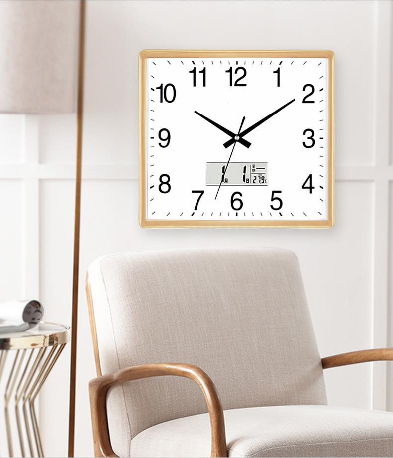 挂钟电子钟挂墙客厅静音钟表家用个性创意时尚艺术日历石英钟挂墙上