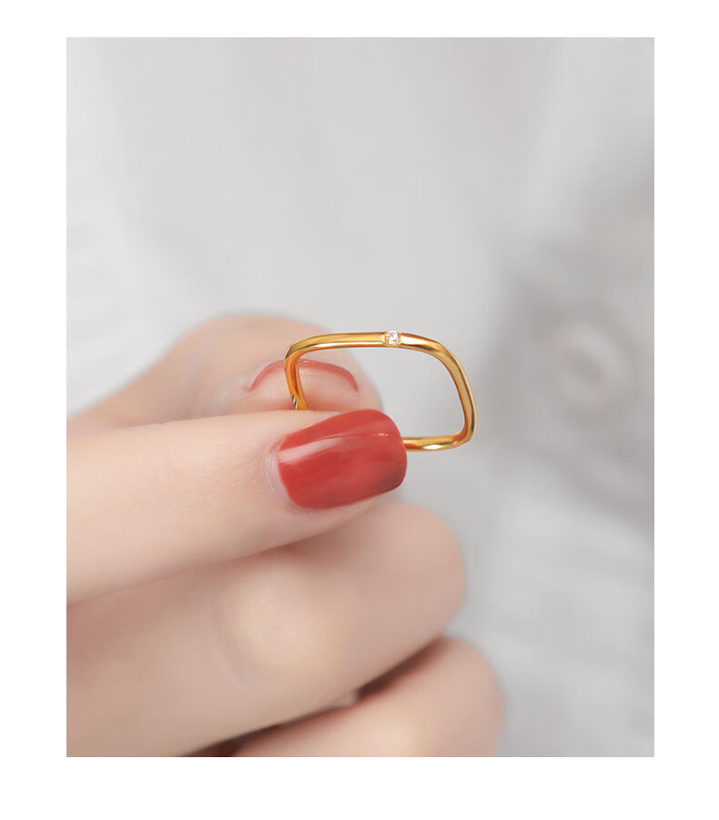 ck施华洛世奇锆网红小方戒女戒指抖音时尚个性轻奢小众精致设计素圈