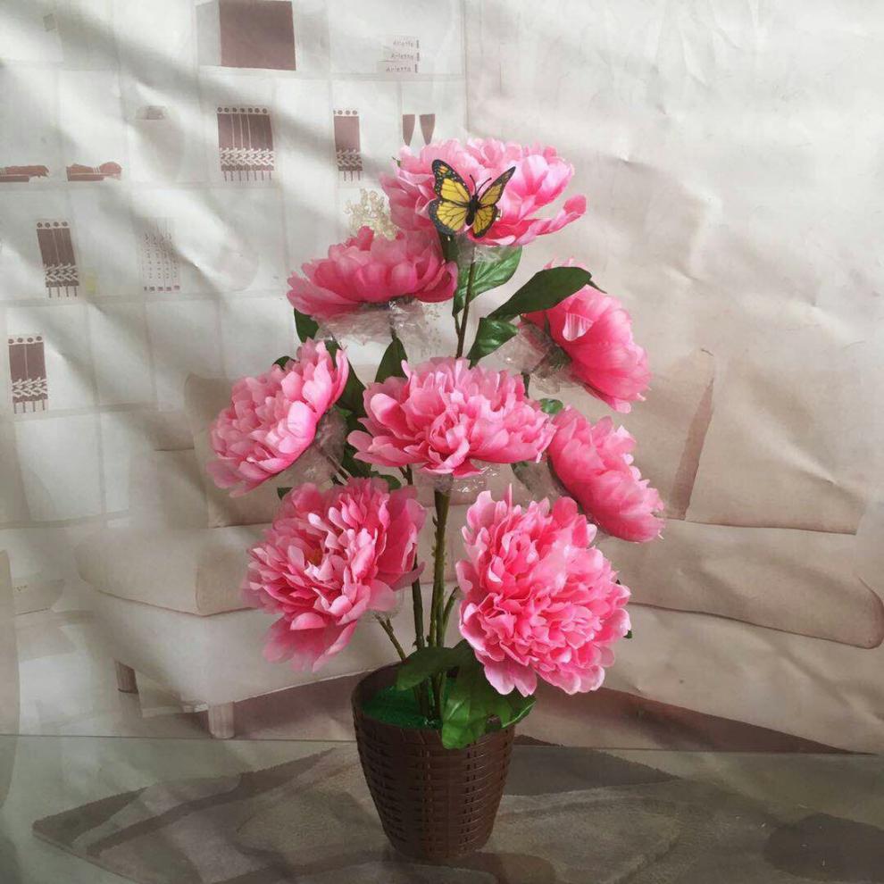现货直发一支仿真花牡丹娟花客厅摆放装饰用花艺落地假花桌面大花紫色