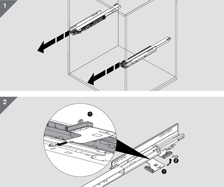 进口blum百隆托底轨反弹魔顺碰开全拉触碰抽屉三节阻尼静音滑道定制