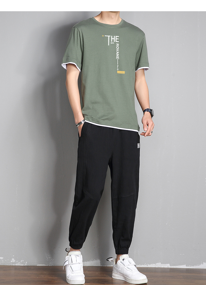 运动套装男 短袖运动套装男夏季2022新款潮男士搭配一套帅气休闲夏装