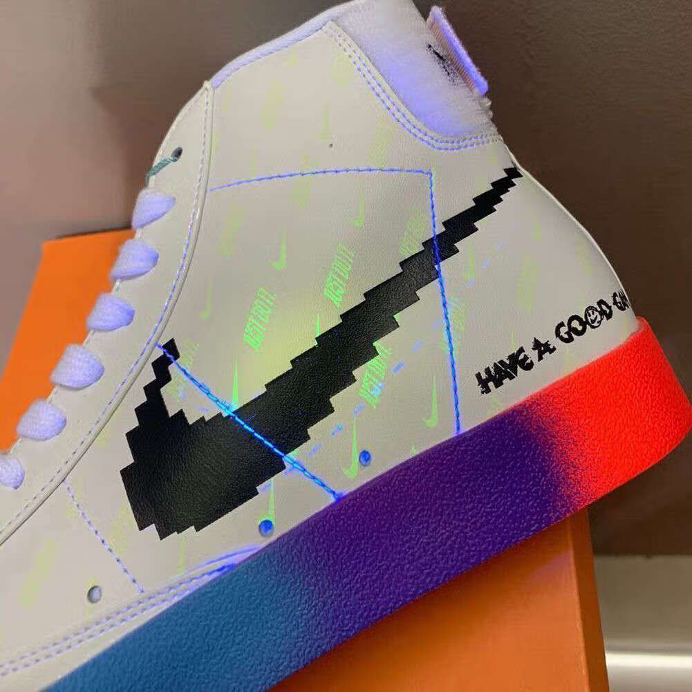 莆田纯原开拓者aj电玩像素正版夜光鞋秋冬季男女情侣高帮休闲板鞋电玩