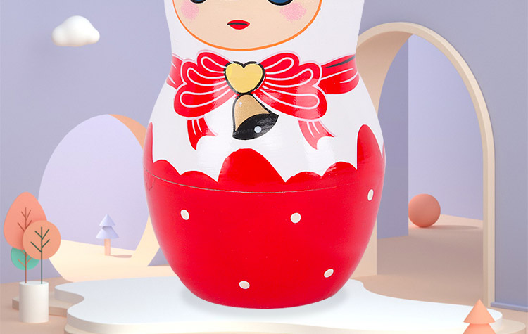 俄罗斯套娃手工品创意减压木质玩具彩绘卡通版手绘套娃生日礼物不倒翁