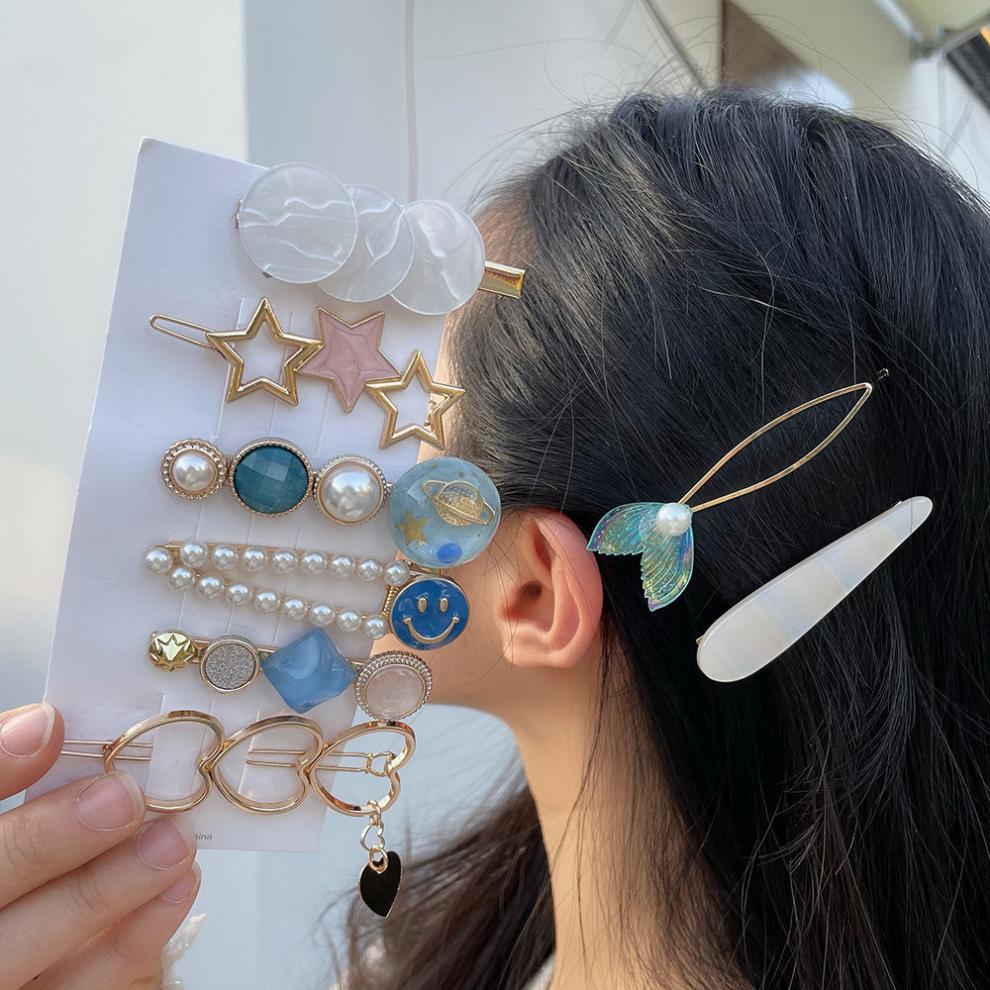 brangby ins网红珍珠水钻发夹套装发夹头饰少女气质发饰刘海侧边夹