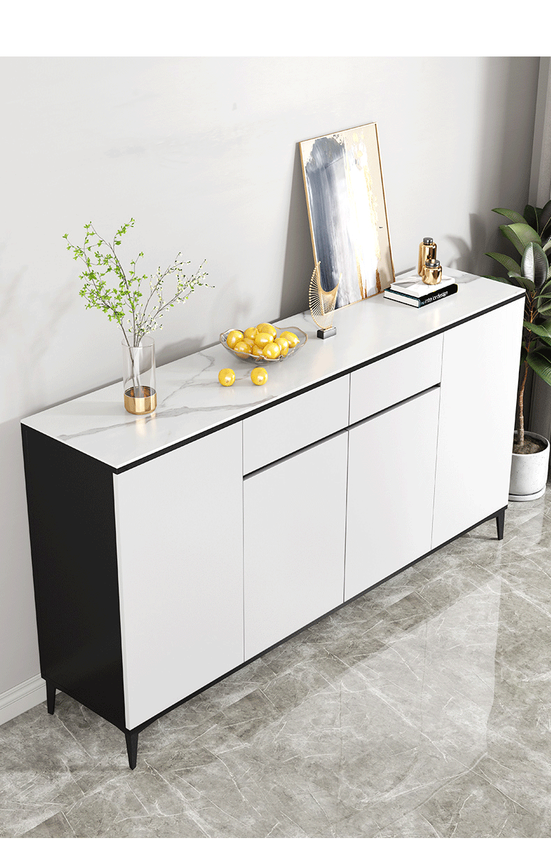 实木矮柜 矮柜子轻奢岩板餐边柜窄柜客厅储物收纳柜子茶水柜餐厅现代