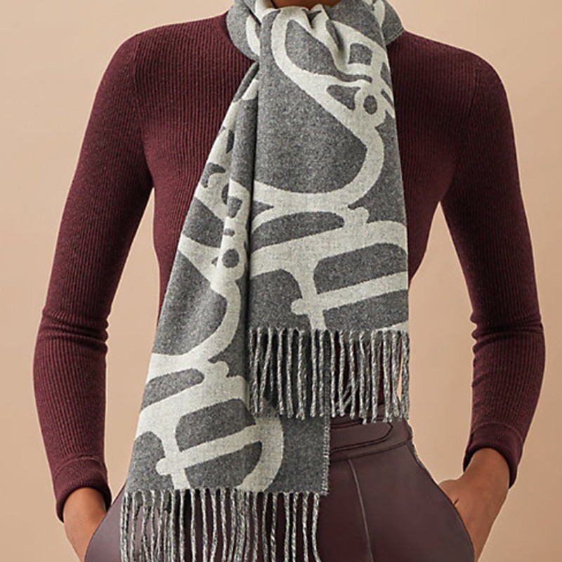 正品鉴定爱马仕hermes新款环扣与护颈山羊绒围巾30140cm送礼物送女