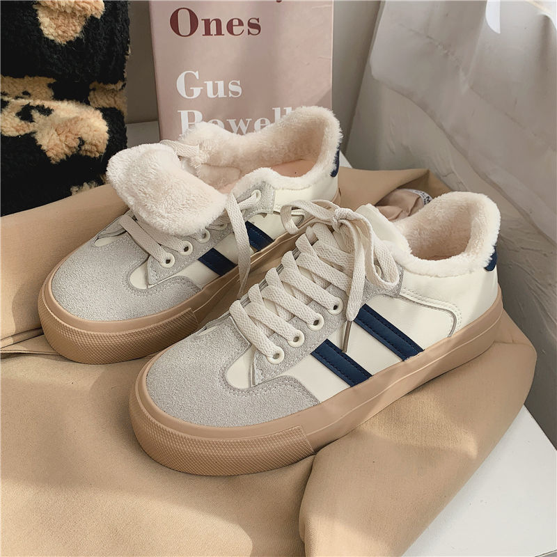 德训鞋女新款复古焦糖色百搭小白鞋女秋季网红炸街皮面板鞋白深蓝35