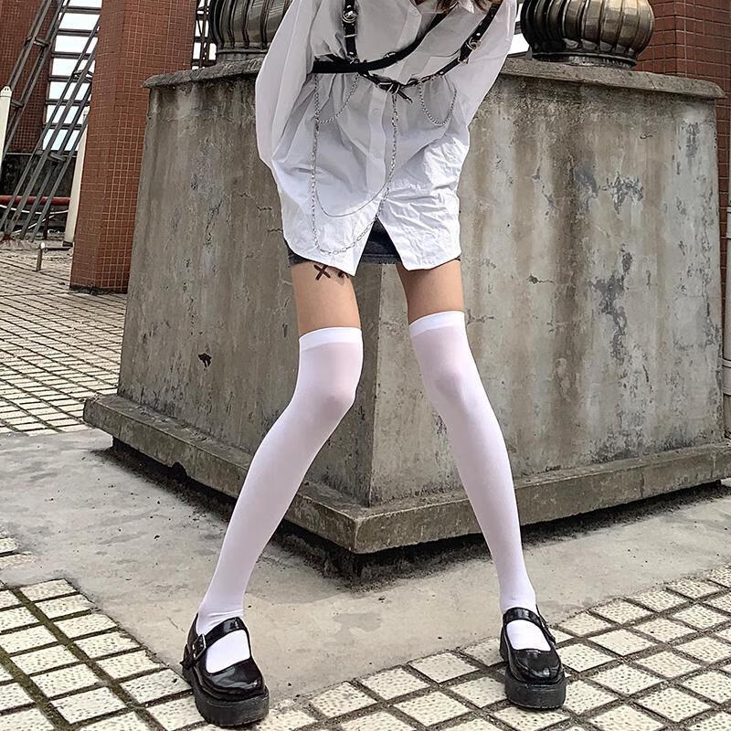 裳淇白色过膝袜夏季薄款天鹅绒袜子女白丝袜长筒jk大腿高筒ins潮夏天