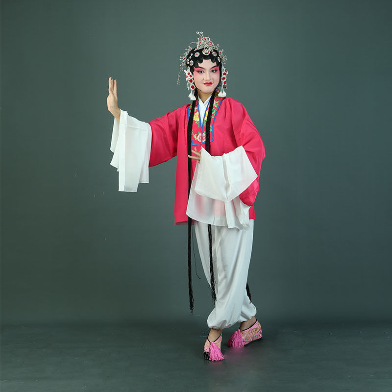 花旦练功服戏服戏剧服装京剧戏曲水袖越剧黄梅戏小姐戏服装女 蓝色