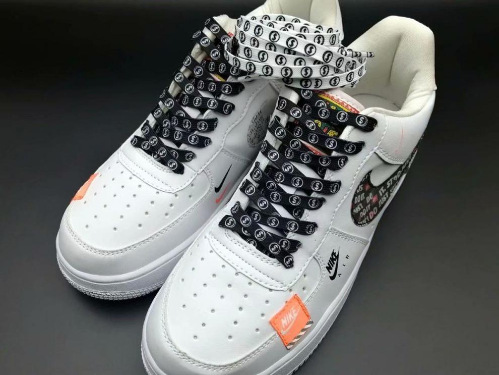 适配耐··克nik·e空军一号1970鞋带绳aj·1钱币图案af1黑白男女印花