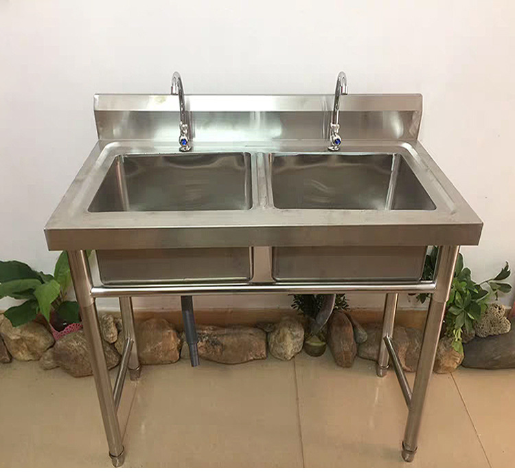 不锈钢水池商用厨房水槽304家用单双槽饭店食堂洗菜盆洗碗洗手池单槽