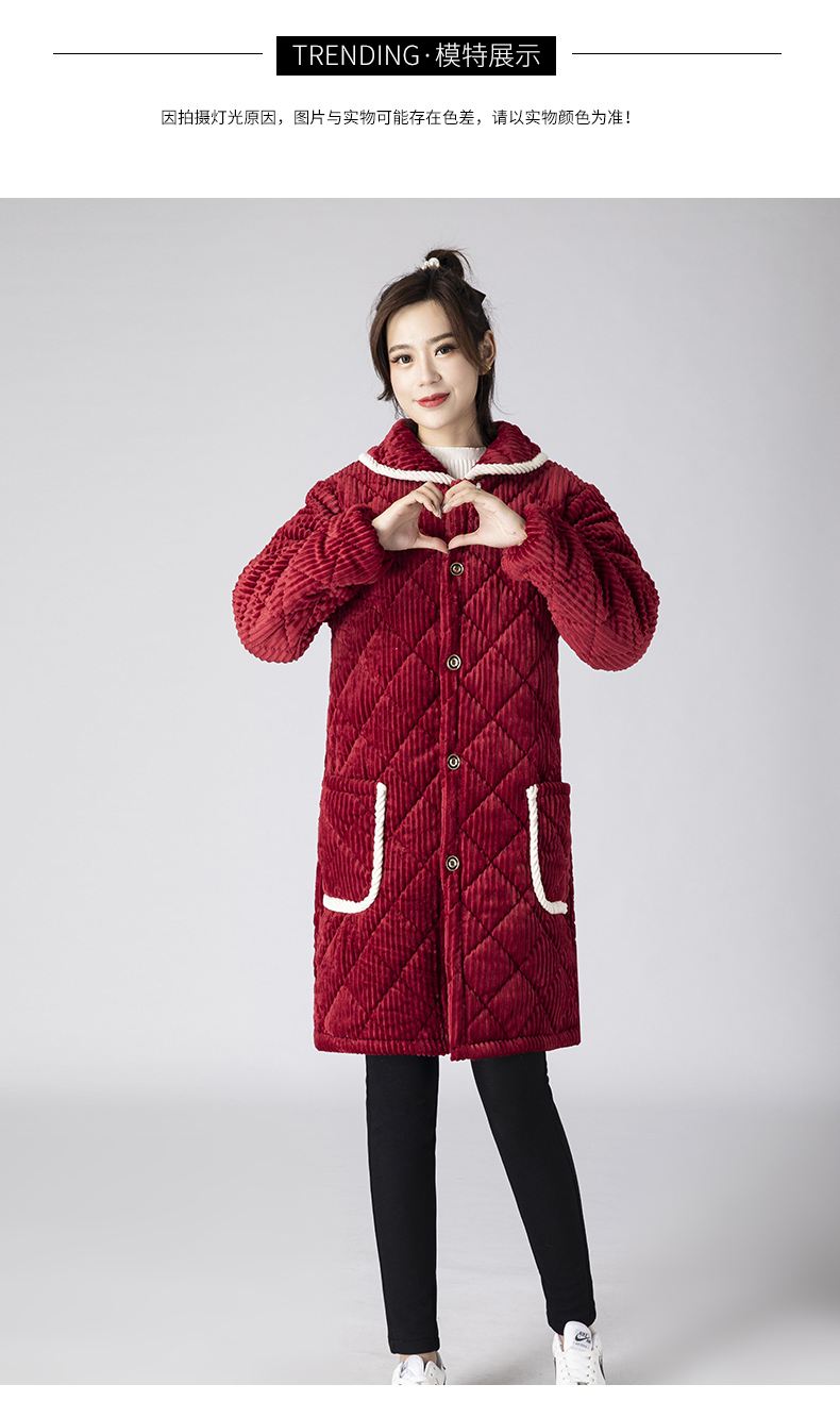 短尾狐女士罩衣长袖冬款成人防水防风韩版女加绒加厚外套冬季围裙家用