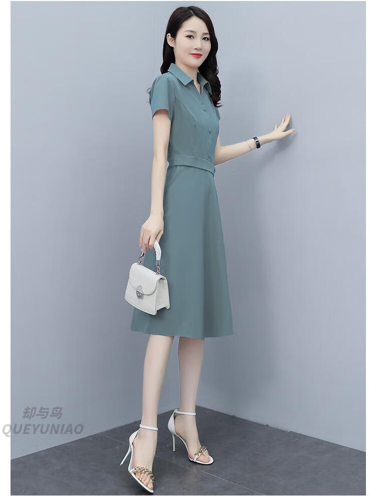 芊芊服饰女装店时尚减龄夏女装 气质修身显瘦 有口袋 色连衣裙 藏蓝色