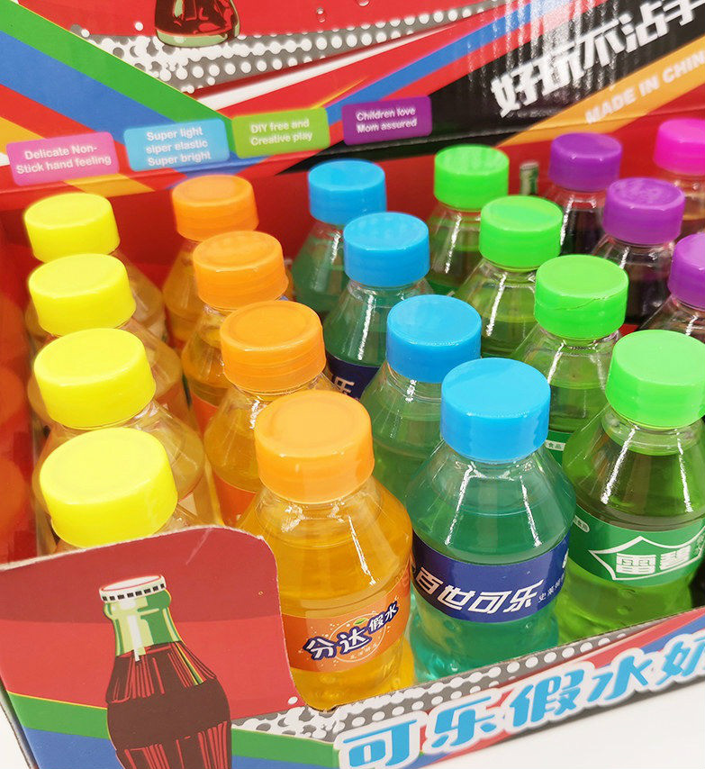 甄萌可乐汽水假水大盒透明解压玩具好玩不沾手水晶泥假水迷你小瓶2瓶
