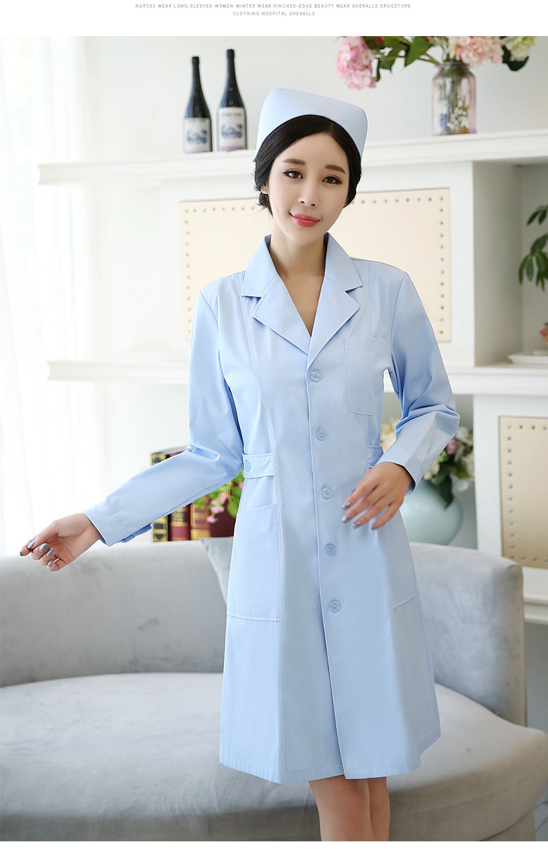 【新品好货】秋冬天实验白大褂牙医护士服长袖冬装女修身学生美容院店