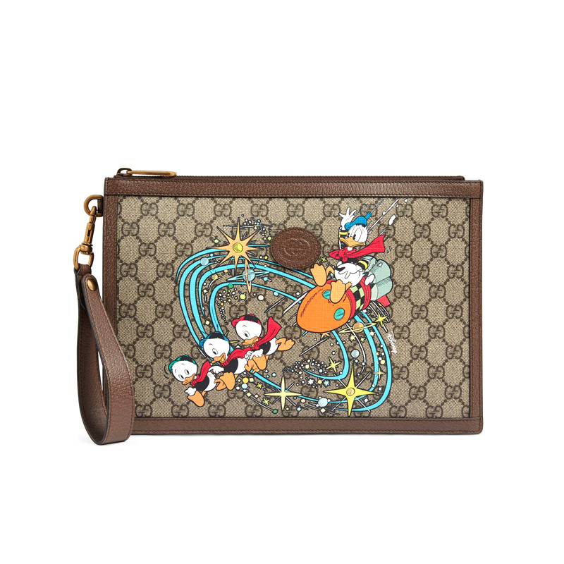 gucci/古驰2020新款男包迪士尼唐老鸭印花手拿包6479252oaat8679 米色