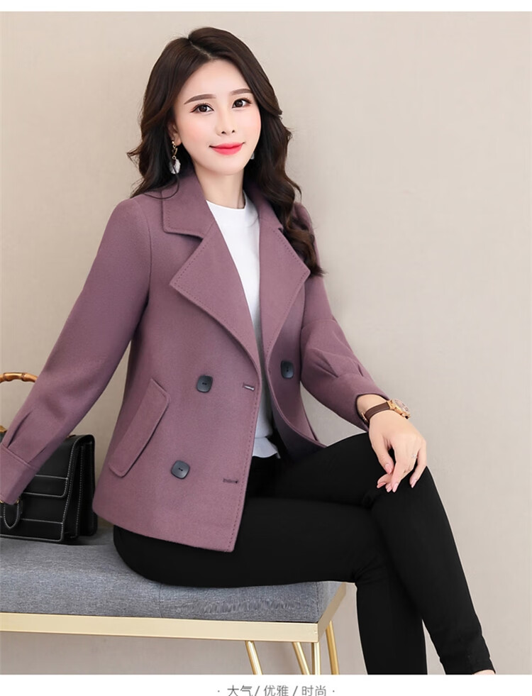 恒源祥 品牌秋冬新款女装30一40岁50中年小个子休闲显瘦短款毛呢外套