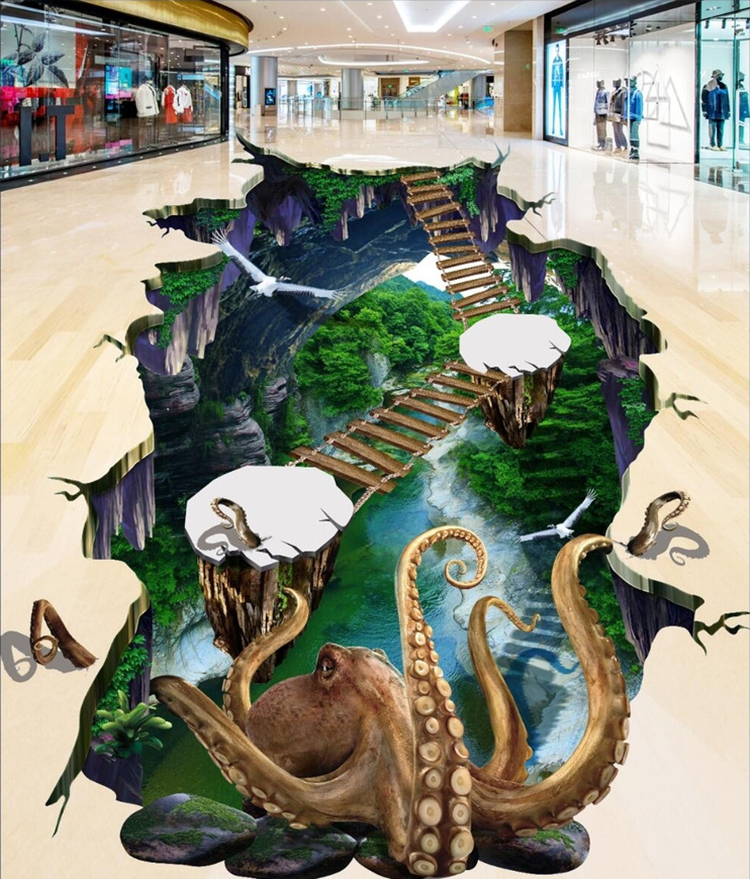可狄地贴3d立体地砖地贴贴纸创意风景地贴地面装饰水耐磨仿真地砖画04