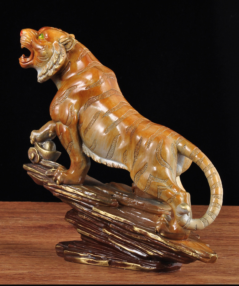 莲善堂彩铜虎啸山河摆件招财铜老虎上山虎家居客厅玄关装饰品乔迁礼品