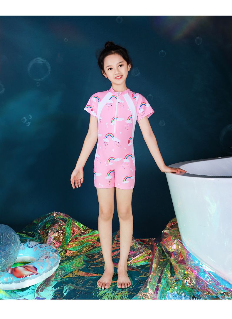 少女泳衣初中女生游泳衣女童中大童童615岁2021年洋气少女学生a蓝色两