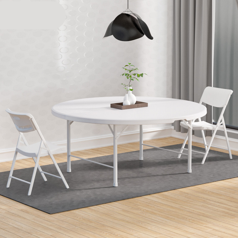 纪蒙诗折叠圆桌家用简易餐桌塑料圆形大圆桌面户外简约折叠8人吃饭