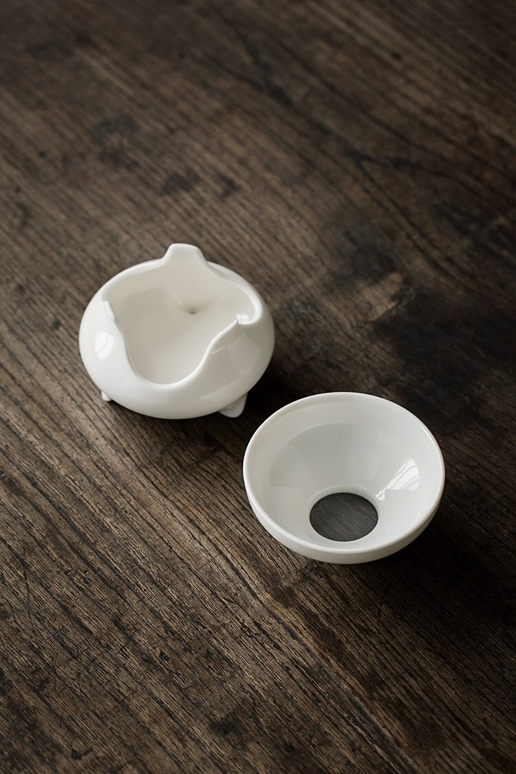 德化白瓷茶漏器茶滤创意可爱过滤功夫茶具配件陶瓷个性香炉茶漏