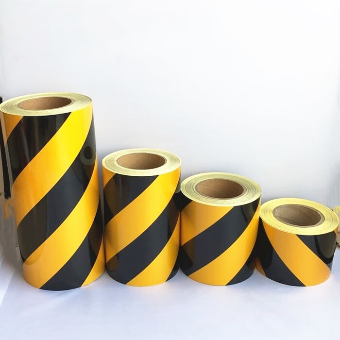 5cm20c黑黄红白斜纹反光膜警示胶带反光贴条地贴纸防水标识 30cm宽黄